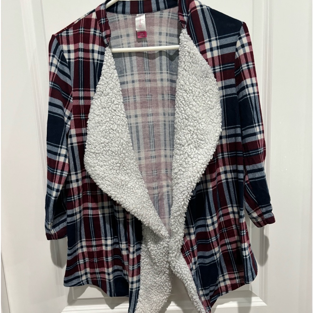 No Boundaries Plaid Cardigan, Sz L